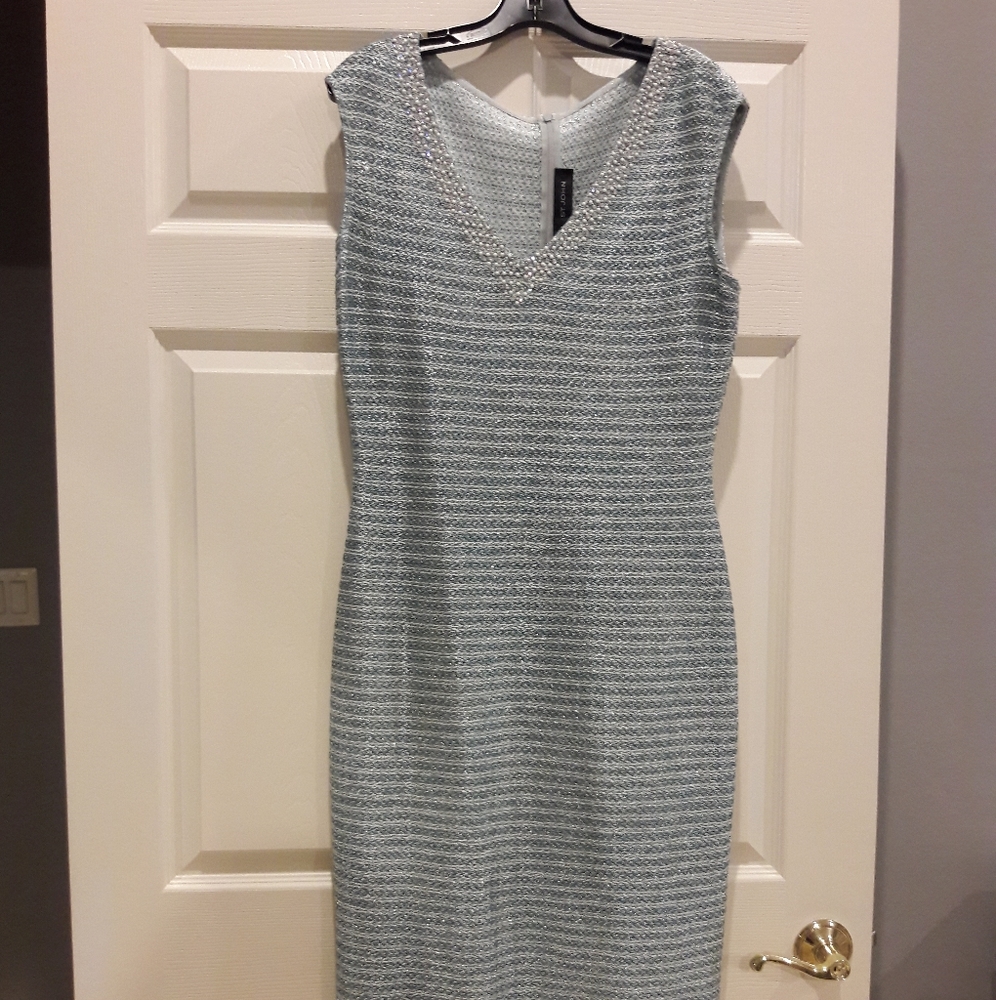 St.John silver blue dress nwt